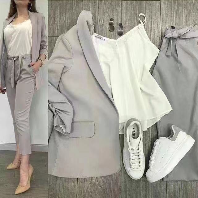 Fashion terno pants korean boho elegant (gray top +lingling pants