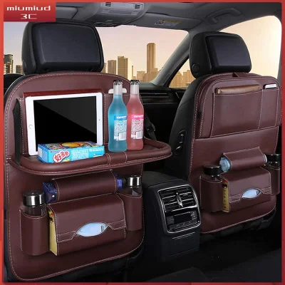 car seat Leather storage organizer multi-pocket folding