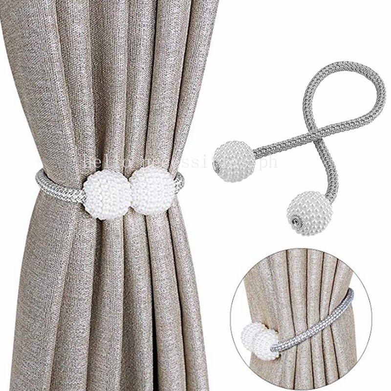 2pcs Magnetic Pearl Curtain Tieback Window Strap Buckle Holder Clips Accessory 