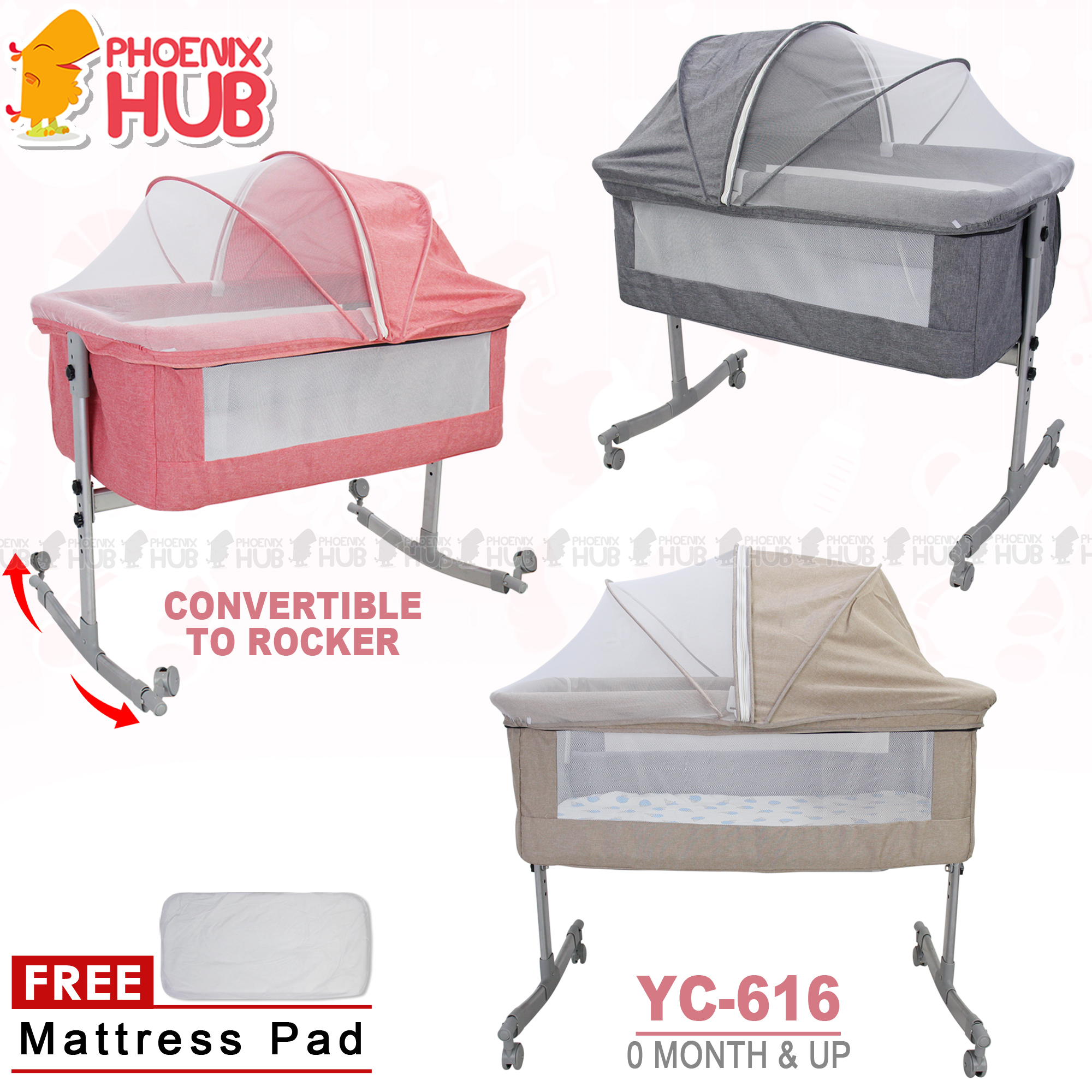 Baby crib with clearance rocker