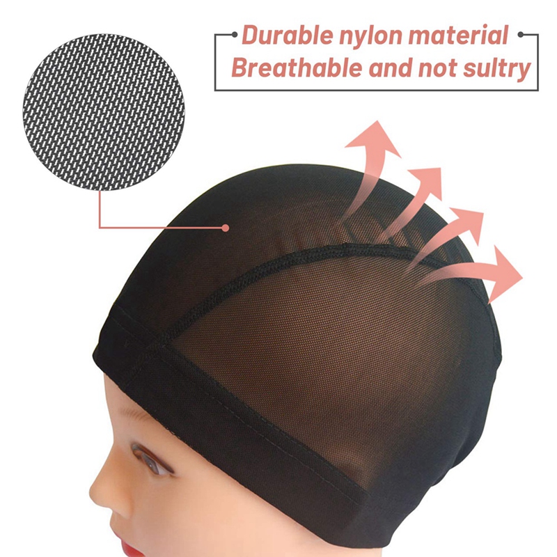 12 Pcs Wig Cap for Wig Making Elastic Dome Mesh Wig Cap Women's Front Lace Wig Black