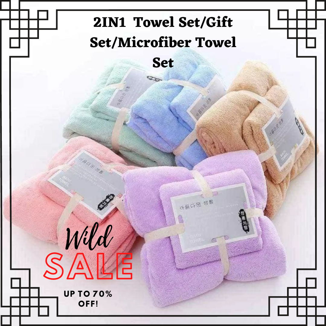 2IN1 Towel Set /Bath Towel Set /Gift Set/Microfiber Towel Set Lazada PH