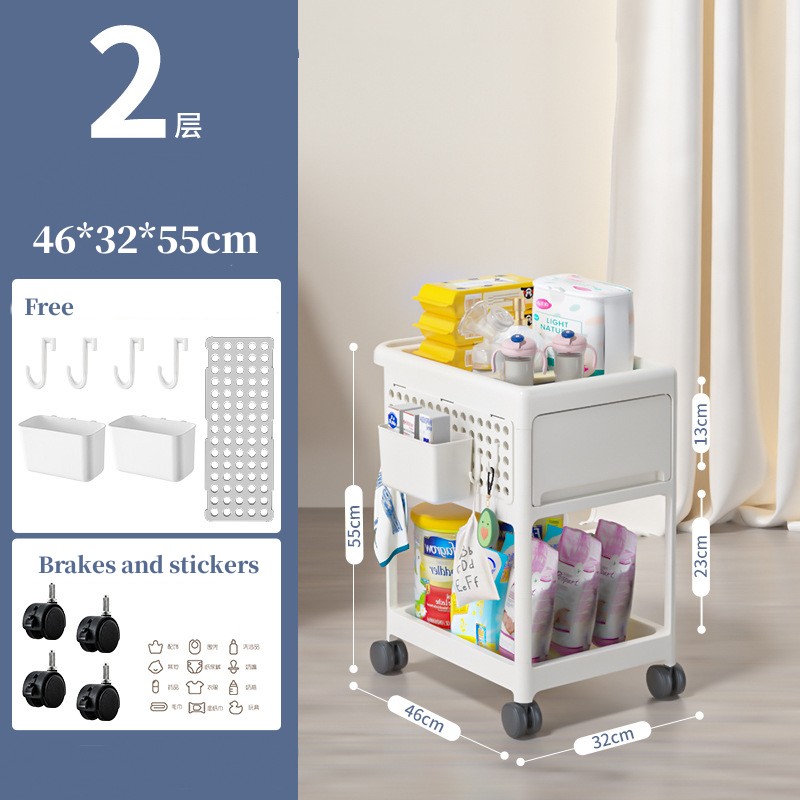 3/4/5 layers Drawer Storage Organize Rack with Wheel Under Desk Drawer