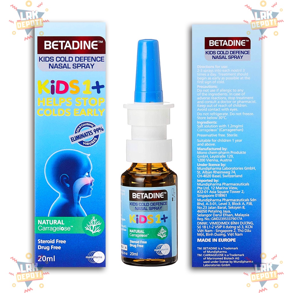 BETADINE Cold Defense KIDS 1+ Nasal Spray 20mL (Defence with Natural