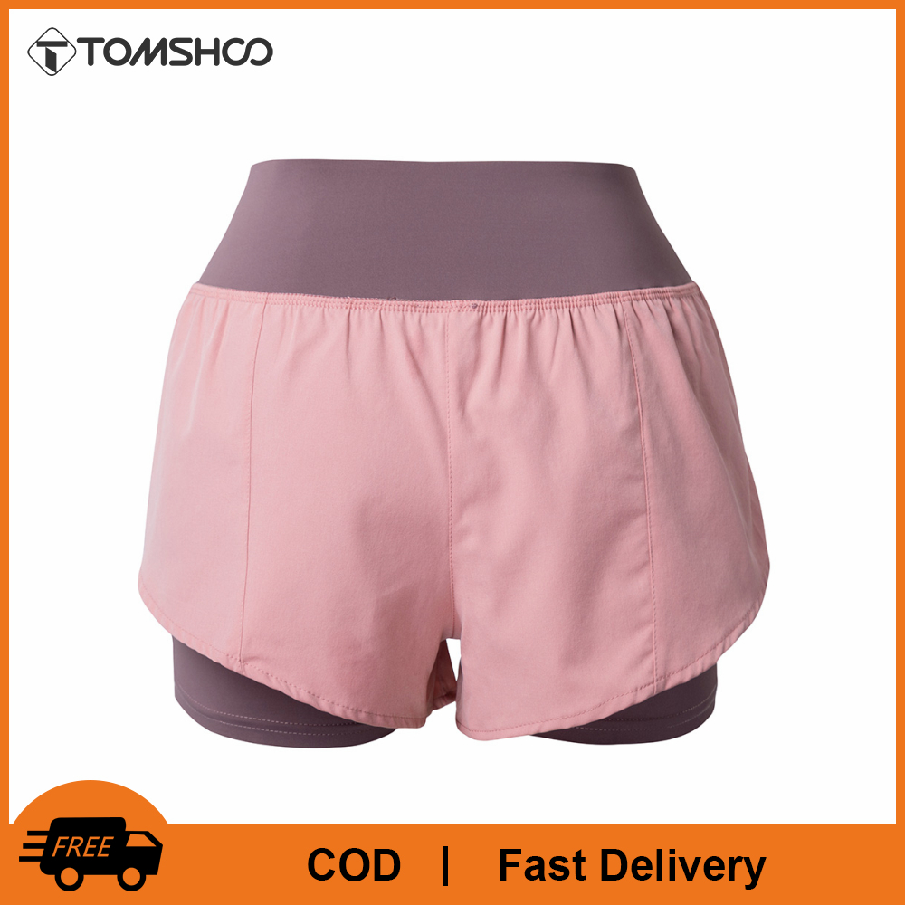 Women Running Shorts 2-in-1 with Pocket Wide Waistband Coverage