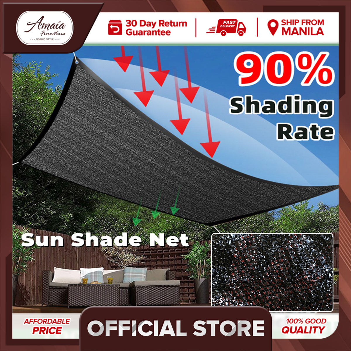 Amaia Sun Shade Net 90 Shading Greenhouse Heat Insulation Shadow Mesh