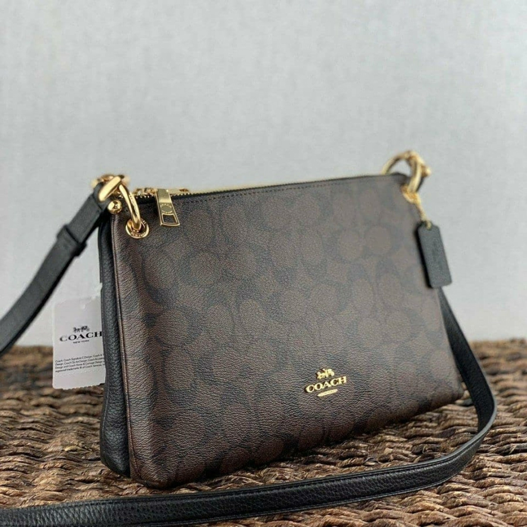 Coach F76646 Mia Crossbody in Brown Signature Coated Canvas and Black  Refined Pebble Leather - Women's Sling Bag | Lazada PH