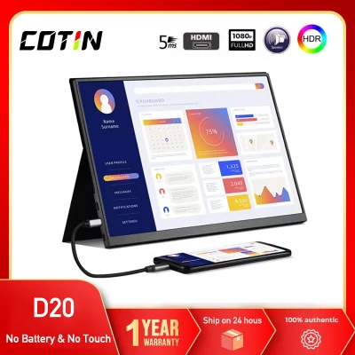 【TOP 1】COTIN D20 Ultrathin Eye care Portable monitor IPS HDR 15 inch 1080P USBC TYPEC HDMI for laptop Mobile phone xbox switch ps4 gaming monitor with Earphone port