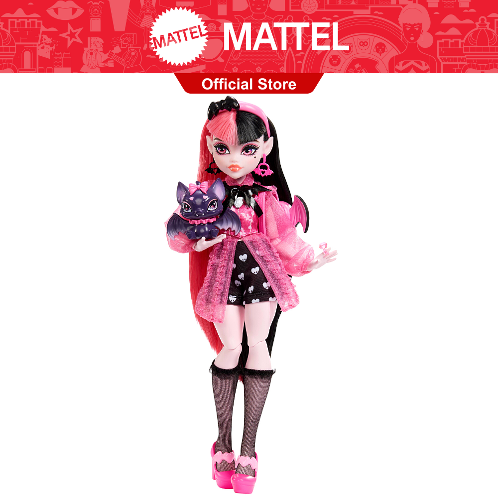 Monster High Draculaura Fashion Doll with Pink & Black Hair, Signature  Look, Accessories & Pet Bat