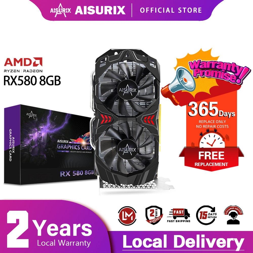 AISURIX RX 580 8GB Graphics Card Computer GPU Video Card GDDR5