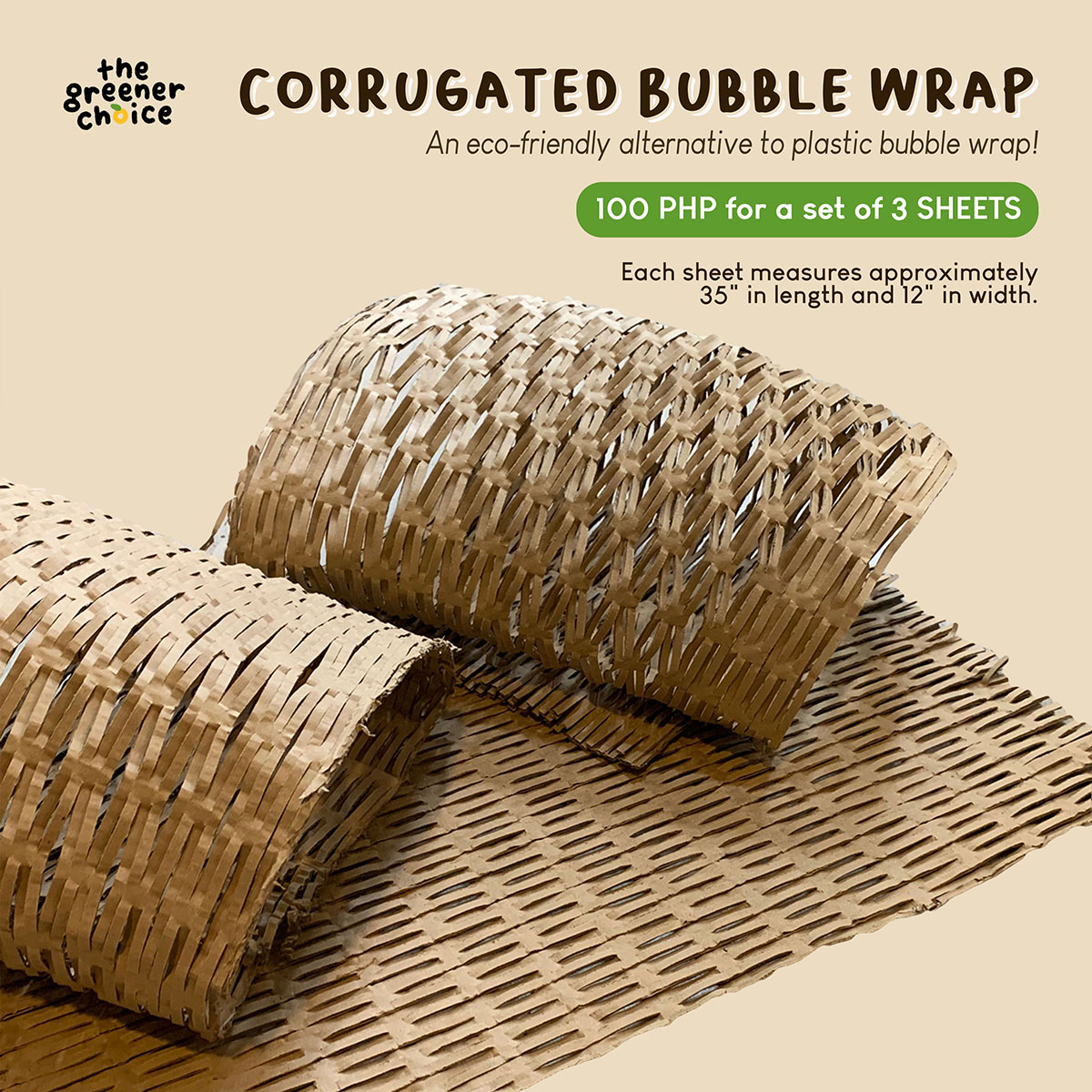 Corrugated Alternative to Bubble Wrap, 100% Recycled