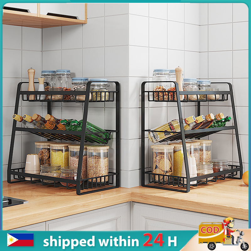 Metal Iron Kitchen Spice Rack Rustproof Condiment Organizer Rack Countertop Condiment Floor