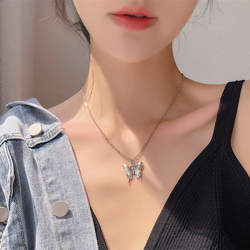 Choker Necklace Cute Animal Butterfly Chain Necklace for Women Silver Color Female Clavicle Chain 2020 Fashion