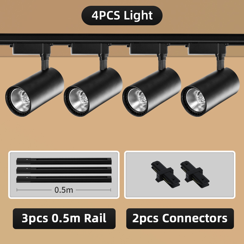 4pcs Set 12/20/30/40W Led Track Light Set Ceiling Spotlight Rail Lamp ...