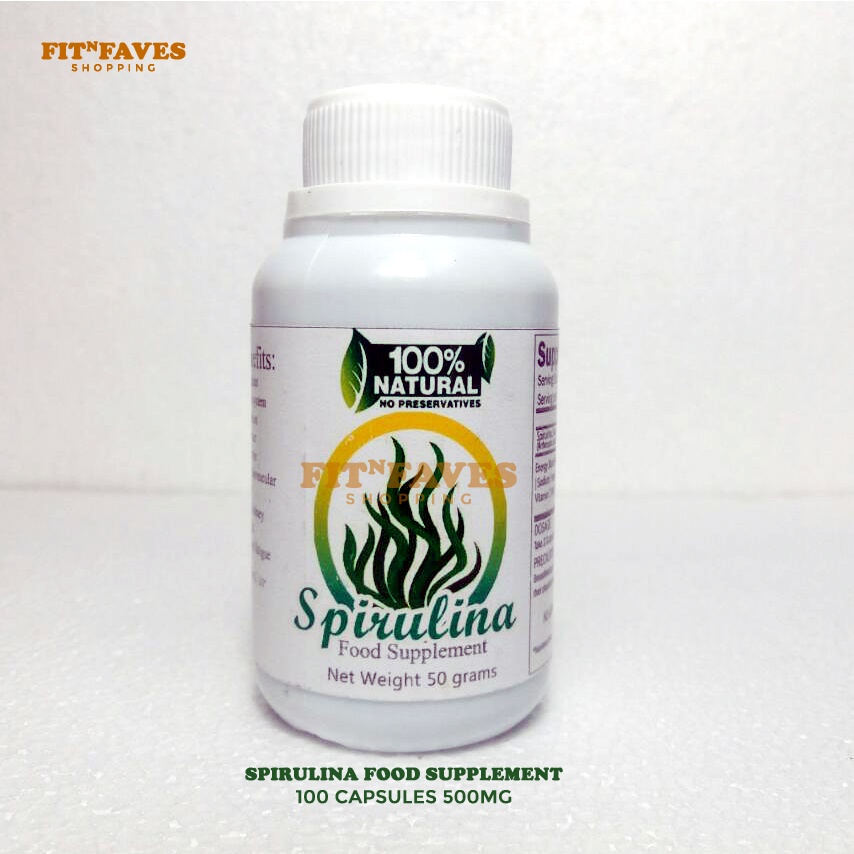 Spirulina Food Supplement Original 100 capsules 500mg for men women