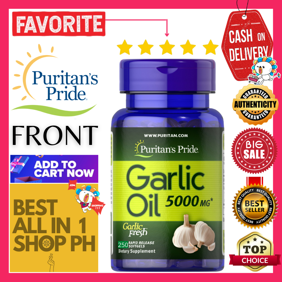 PURITAN'S PRIDE Garlic Oil 5000 mg, 250 Softgels Supports Cardiovascular Health Supports