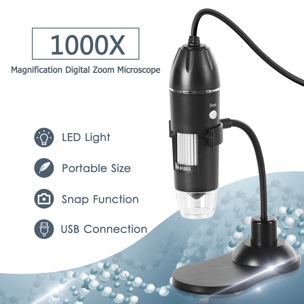 Kính Hiển Vi Phóng To Kỹ Thuật Số Kính Lúp Cầm Tay Và Máy Tính Để Bàn USB 0,3MP Máy Ảnh Kính Lúp 8 Đèn LED, Độ Phóng Đại 1000X Dành Cho Hệ Thống Windows/Mac Có Chân Đế