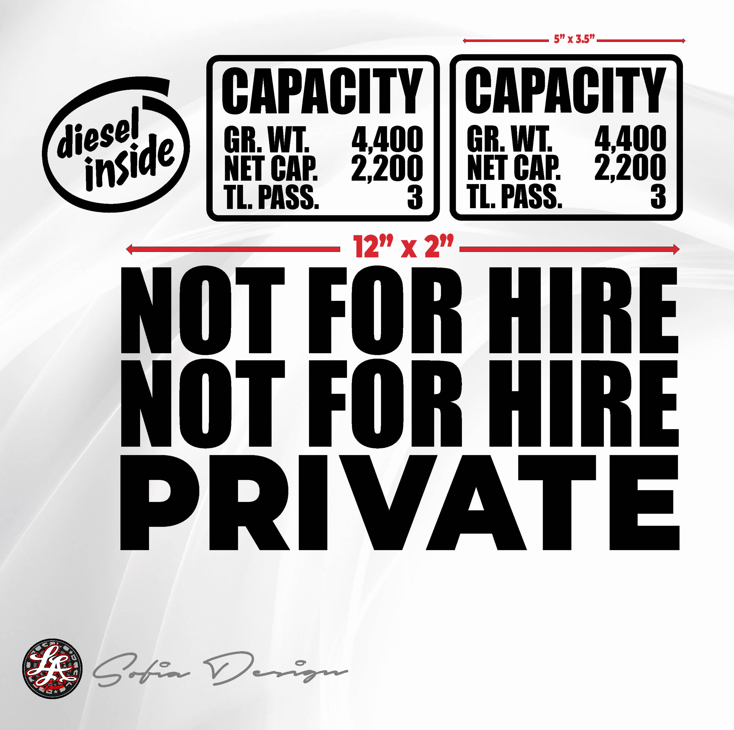 thumbnail image 2 of NOT FOR HIRE Vinyl Stickers – 2 Decals For Truck, Tow Truck, Trailer, Van – UneeekDesigns 2 of 4