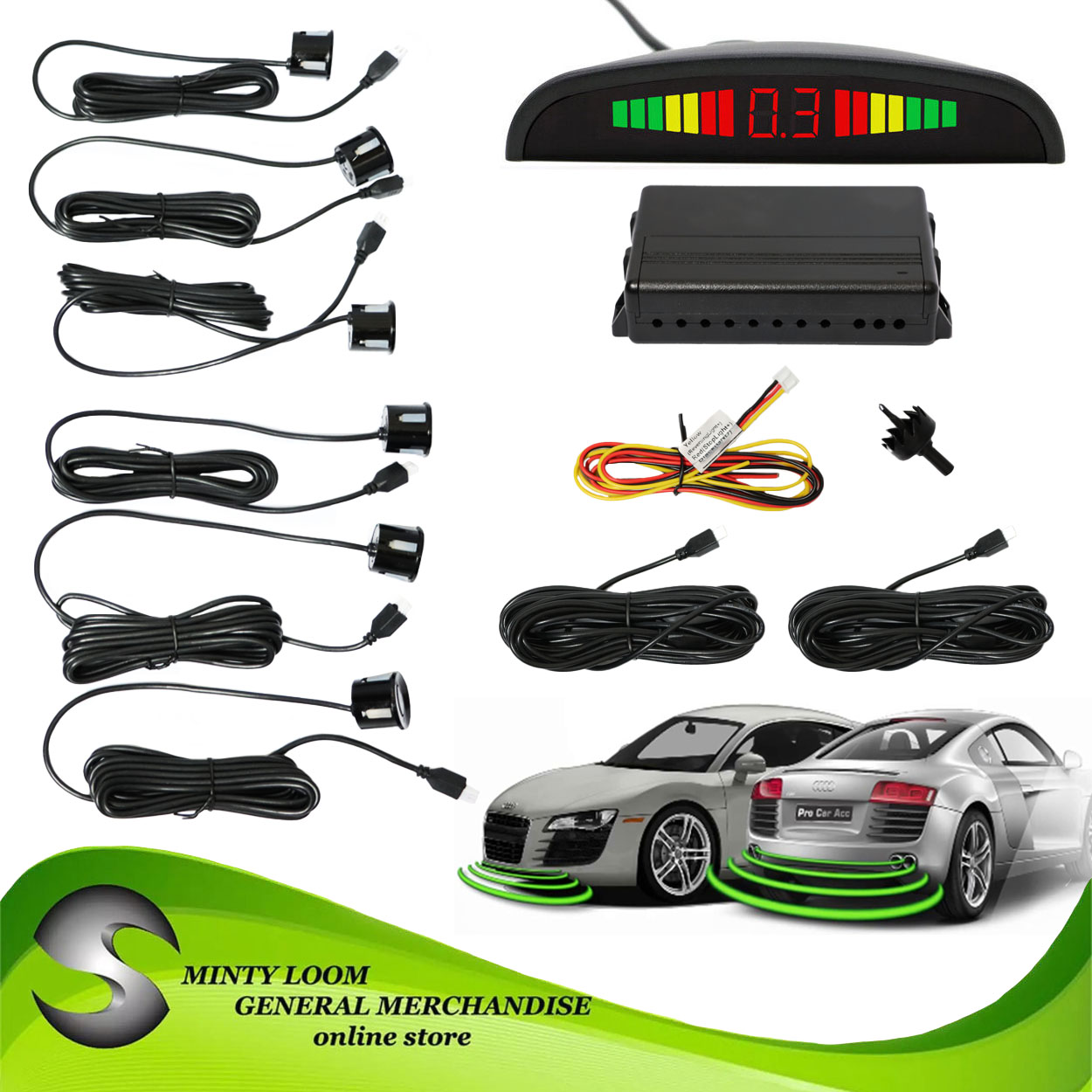 Car Parking Sensor With 6 Eye Front and Rear Reverse Backup Sensors
