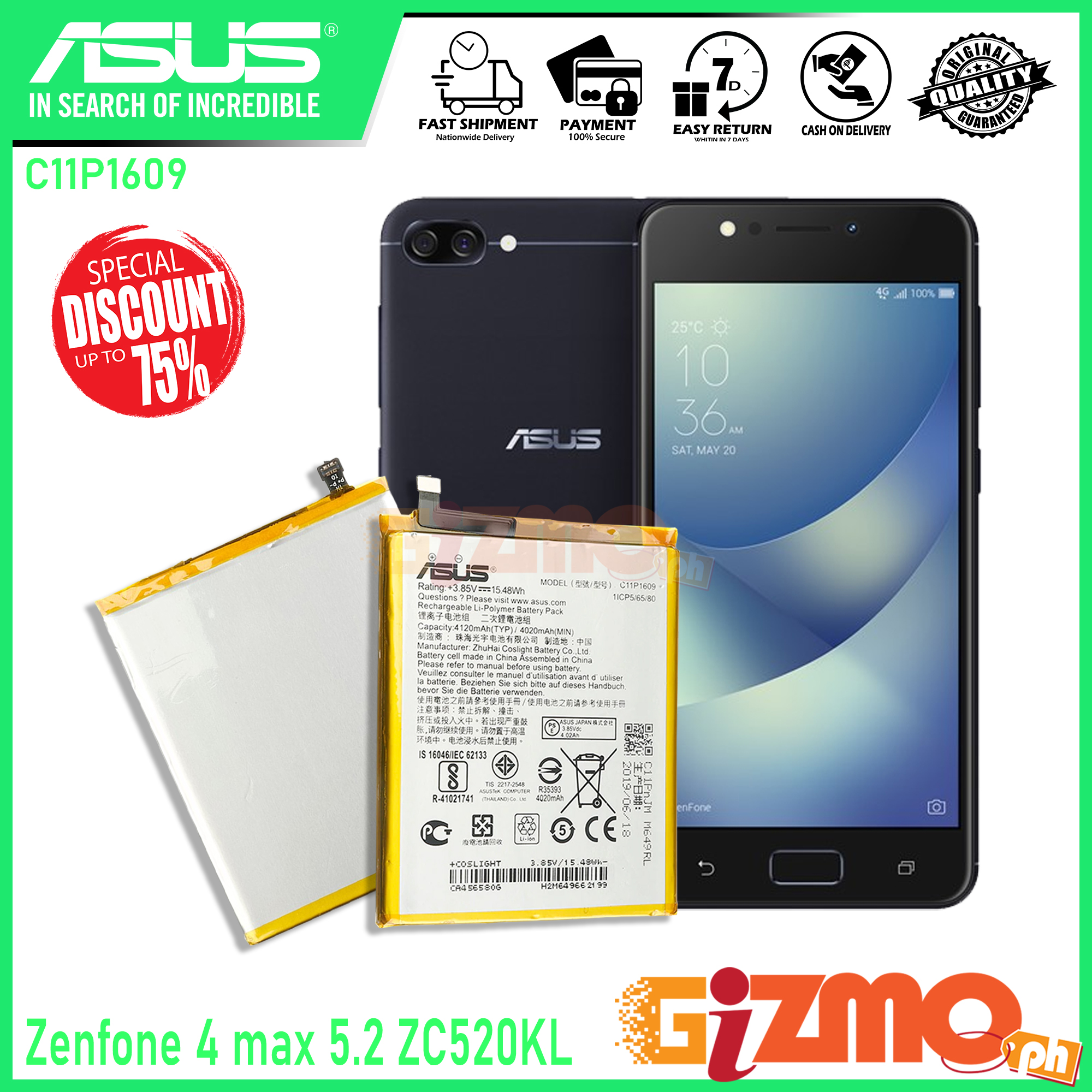 Asus Zenfone 4 Max 5 2 Zc5kl X00hd Battery Model C11p1609 Original Equipment Manufacturer Lazada Ph