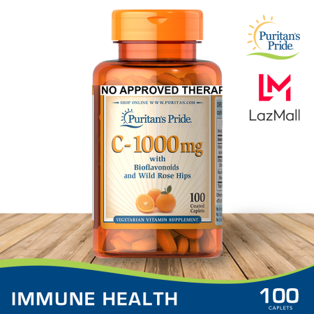 Vitamin C 1000 mg + Citrus Bioflavanoids & Rose Hips 100 caplets Puritan's Pride