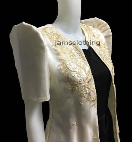 Modern Filipiniana Bolero Butterfly Sleeve Computerized Embroidered