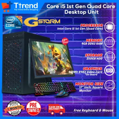 Desktop Package Quadcore | I5 1st Gen Quadcore 4GB RAM, 250GB HDD, 512MB 64BIT | 17" inch LCD Monitor | Free Mouse and keyboard | We also sell Fujitsu, NEC, HP, Dell, Epson, Toshiba Brand | TTREND