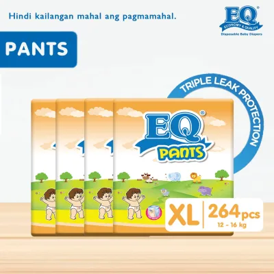 EQ Pants Mega Pack XL (12-16 kg) - 66 pcs x 4 packs (264pcs) - Diaper Pants