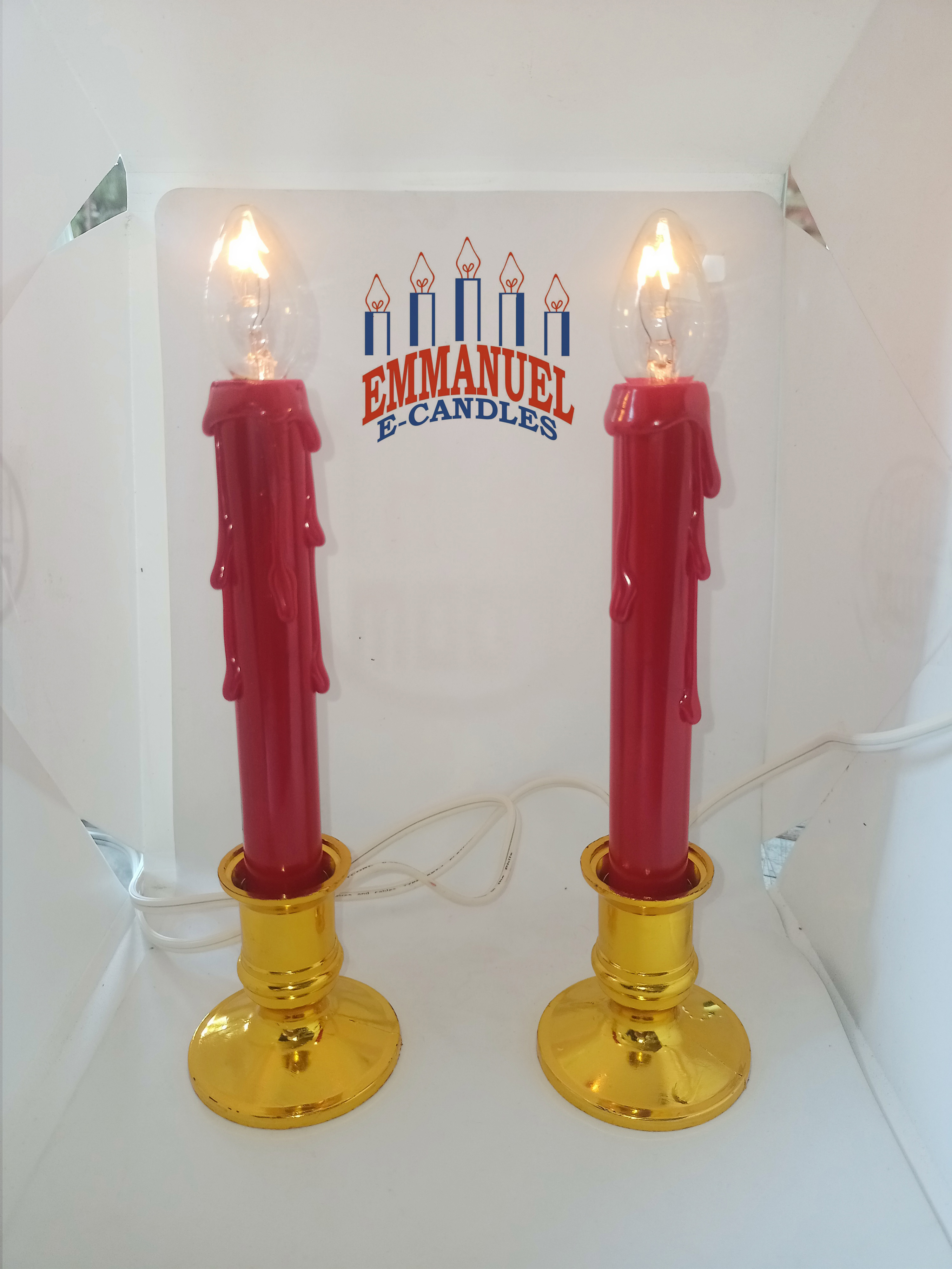 Emmanuel E-Candles Red Flameless Taper Candles using Clear Pilot Bulb ...