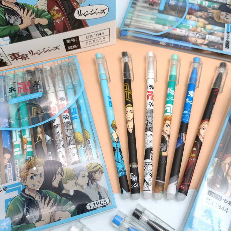 Attack On Titan Blue Rayattack On Titan Erasable Gel Pens 6pcs Set -  0.5mm, Blue & Black Ink