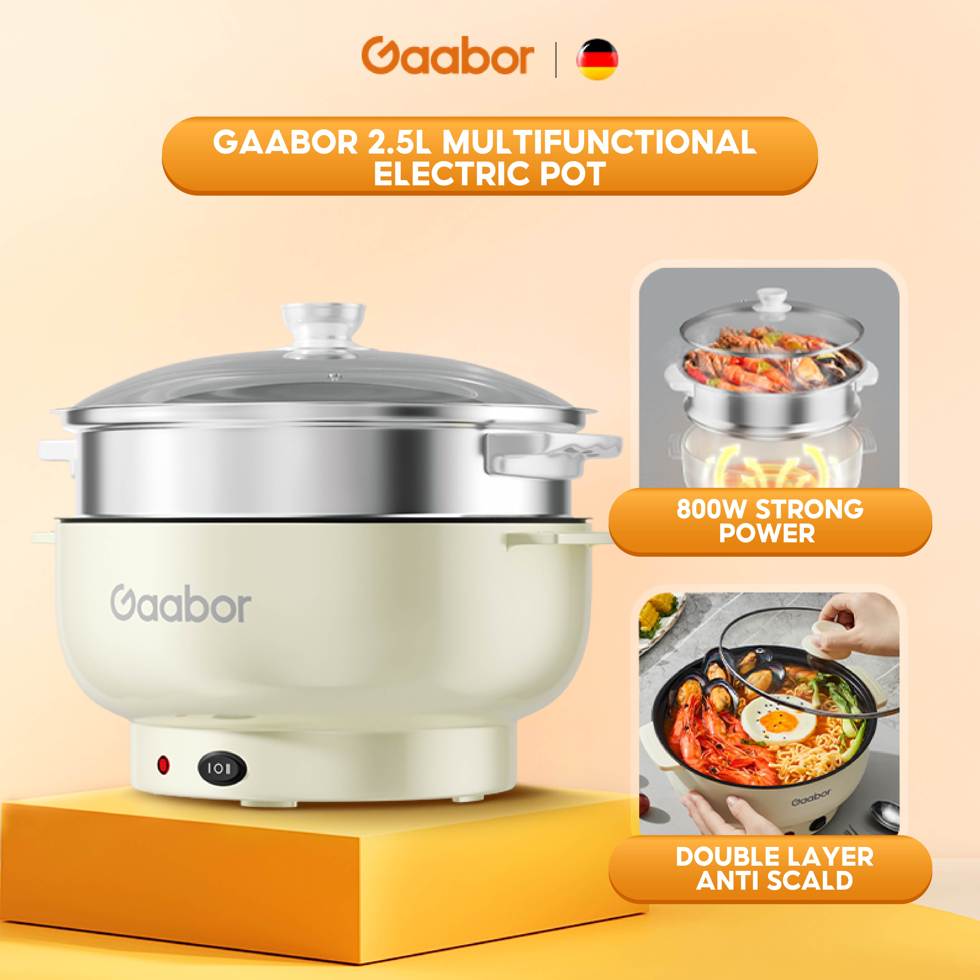 Gaabor Mini Rice Cooker, 1.8L/2.5L Multifunction Cooker NonStick Inner Pot With Steamer