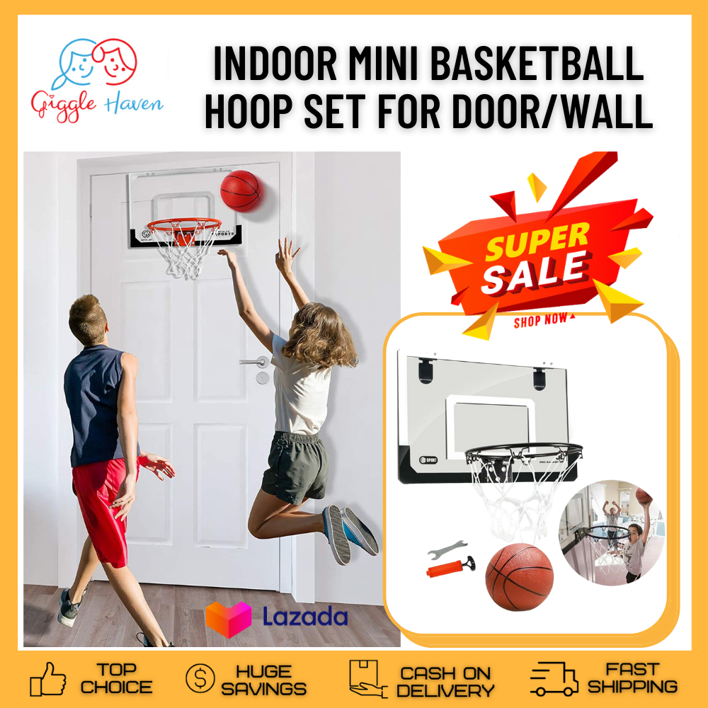 Mini Basketball Hoop for Door - 16 X 12 Inch Bedroom Basketball Hoop  Indoors Set