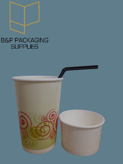 16oz Paper Cup x 50's 220cc Paper bowl x 50's with Bending Straw x 100 ...
