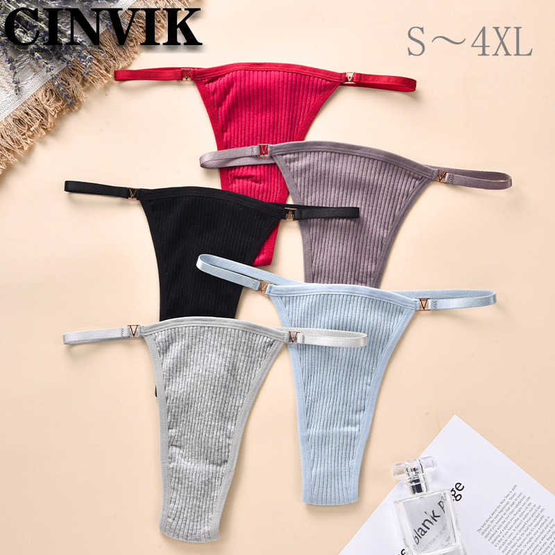 Cinvik Thong for Womens Cotton G-String Thongs Underwear Low Rise Panties  4XL 