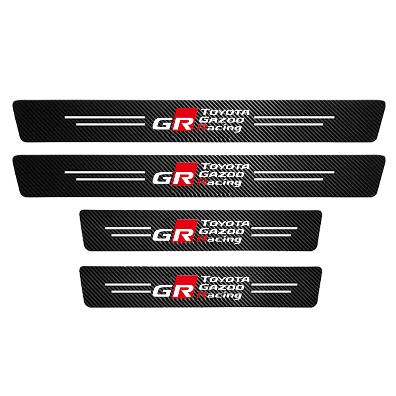 GTIOATO For Toyota GR 4PCS Car Door Sill Protector Auto Carbon Fiber