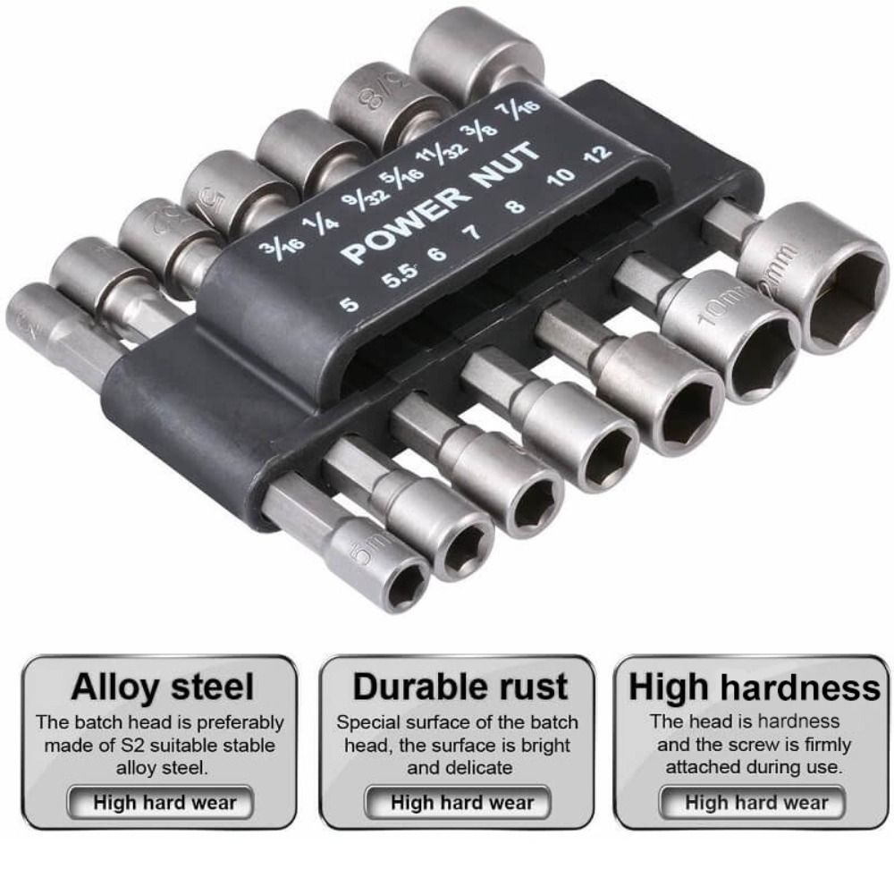 RFHFHTRE 1/4" 5-12mm Hex Shank Socket Screwdriver Set Driver Tool Wrench Screw Tool Socket Set Nut Driver Drill Bit Hex Nut Socket Drill Bit Adapter Nut Driver