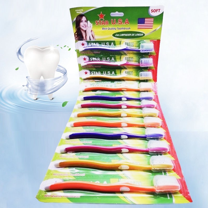 HS 12pcs/pack Star USA soft Toothbrush Lazada PH