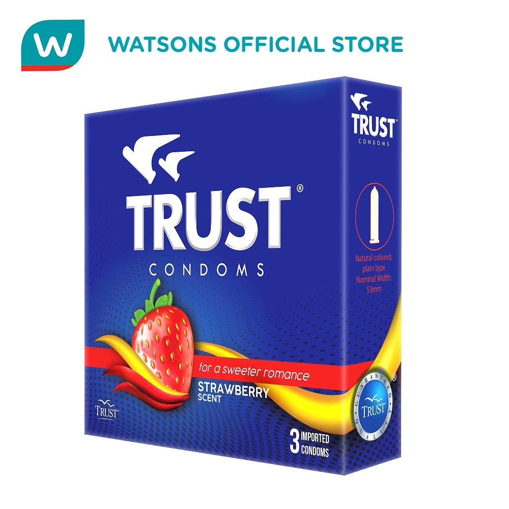 TRUST CONDOM STRAWBERRY 3X24 Condom with lubricant Condom for men for
