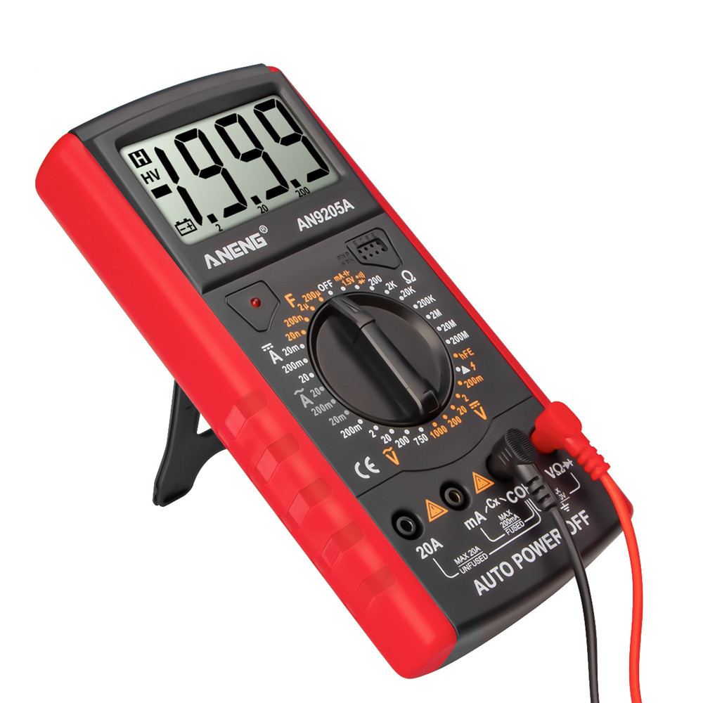 ANENG AN9205A Digital Multimeter 3 1/2 LCD Display 1999 Count Manual Range Meter AC DC Resistance Capacitance Transistor Tester Ammeter with Backlight NCV Test Meter