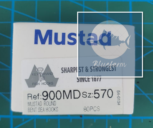 Mustad Fishing Hooks, Series 900 MD (Round Bend Sea Hooks) - Sizes # 570 to  #557, per Box