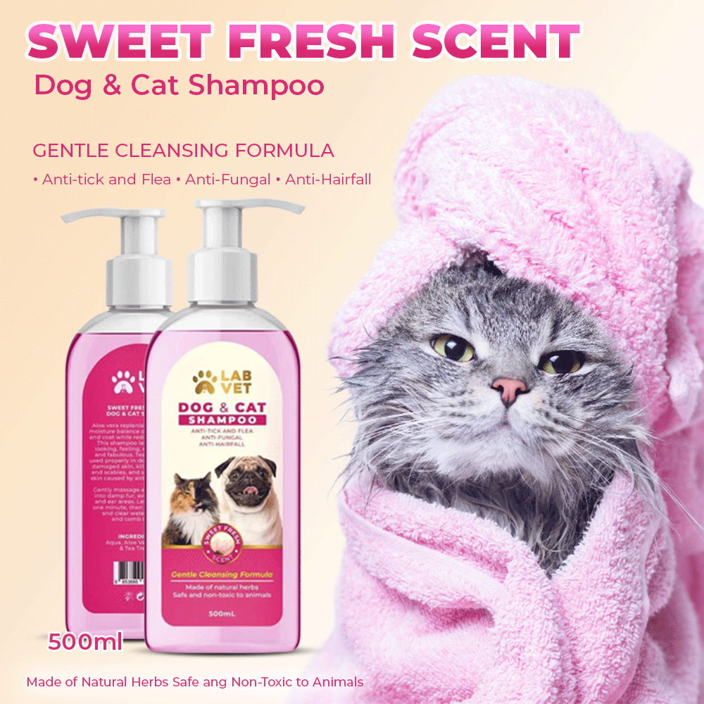 Natural and Nontoxic Dog & Cat Shampoo 500ml Gentle Cleansing Formula