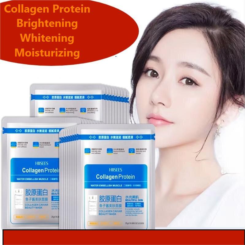Collagen Facial Mask Whitening Brightening Face Mask Antiaging Shrink Pores Caviar Hydrating