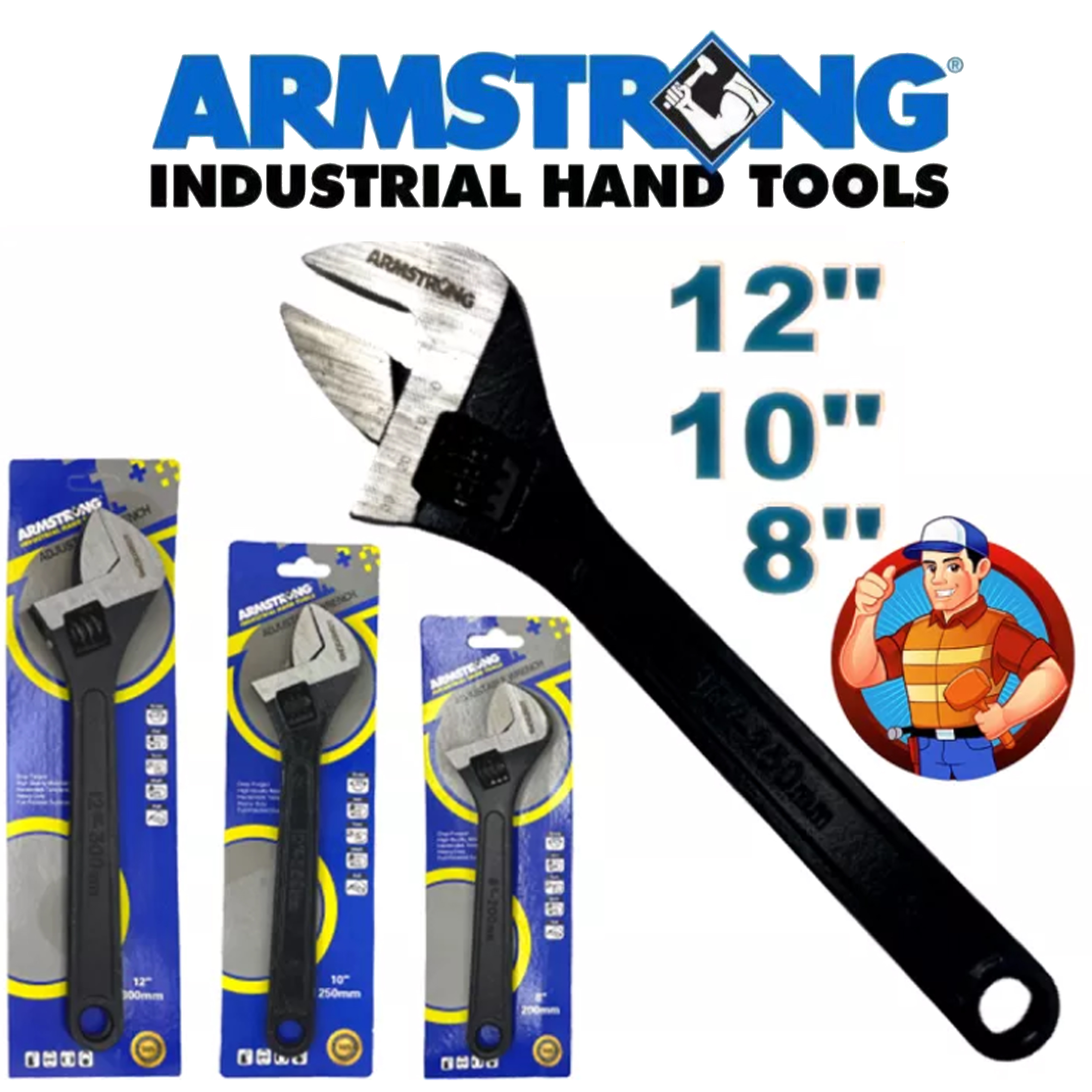 ARMSTRONG ADJUSTABLE WRENCH 8" 10" 12" Lazada PH