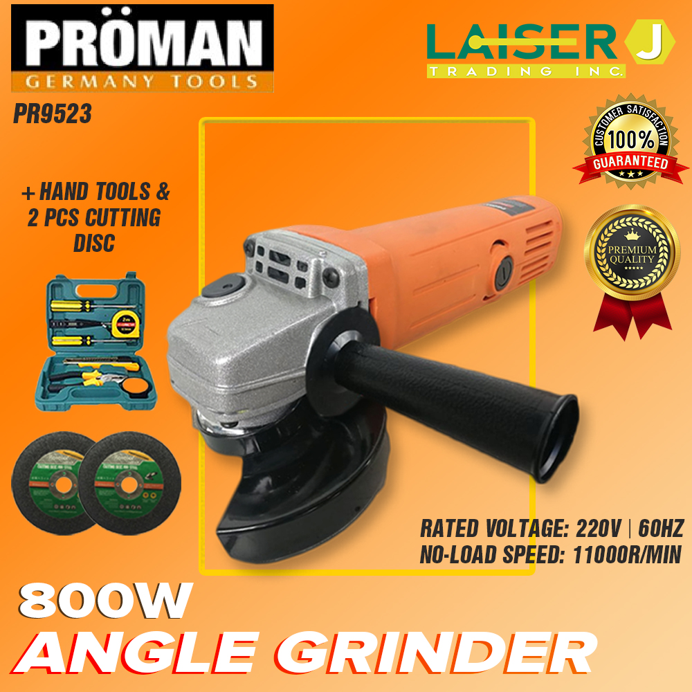 Proman Angle Grinder 800W 100MM PR9523 +Hand Tools and Gloves Lazada PH