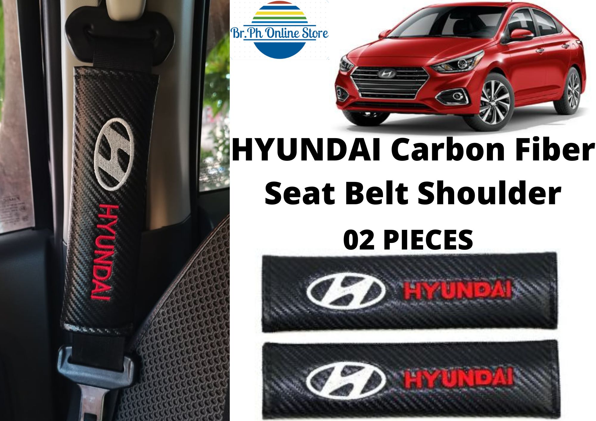 HYUNDAI Seat Belt Shoulder Pad Cover Carbon fiber 02 Pieces Lazada PH