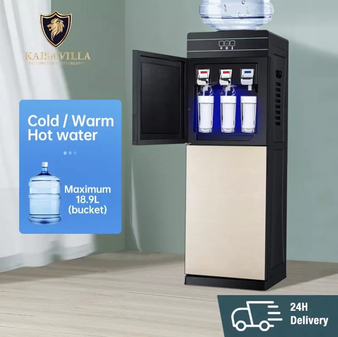 Kaisa Villa Water Dispenser Bottom Tank Load Hot, Cold, Warm Water