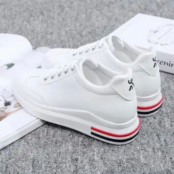 white hidden wedge sneakers