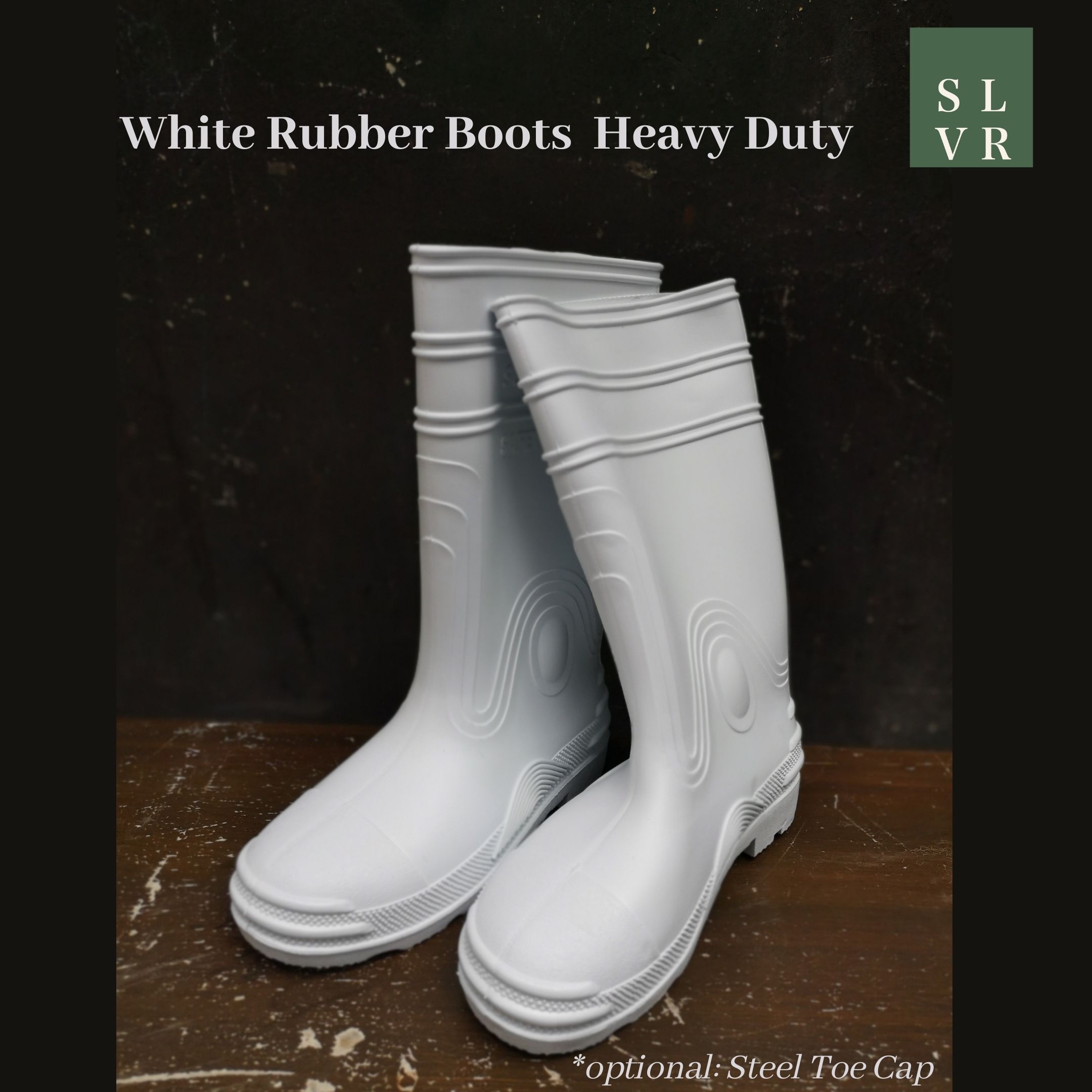 white rubber work boots