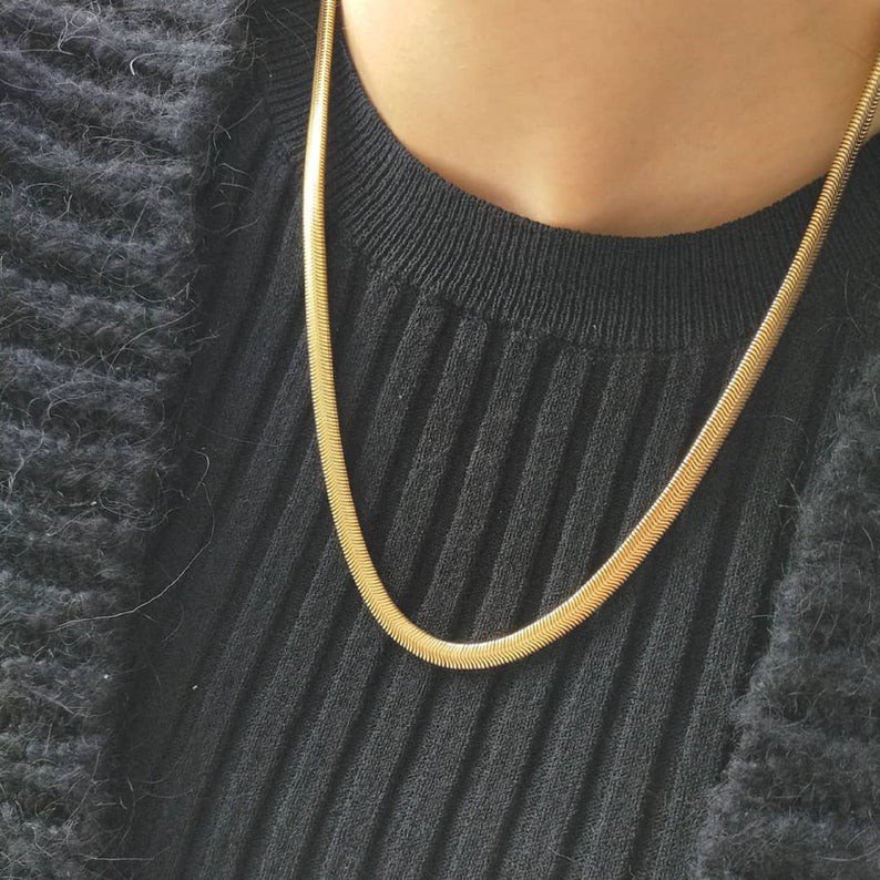 Snake Chain, 18k Saudi gold necklace 