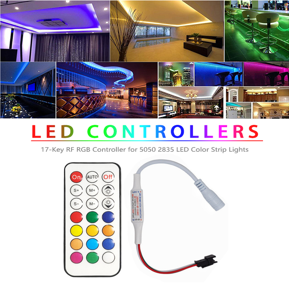 Mini 21Key RF Wireless Led Strip Light Remote Controller Dimmer Controller for DC5V 24V SMD 5050 3528 5730 3014 Single Color Light Strip